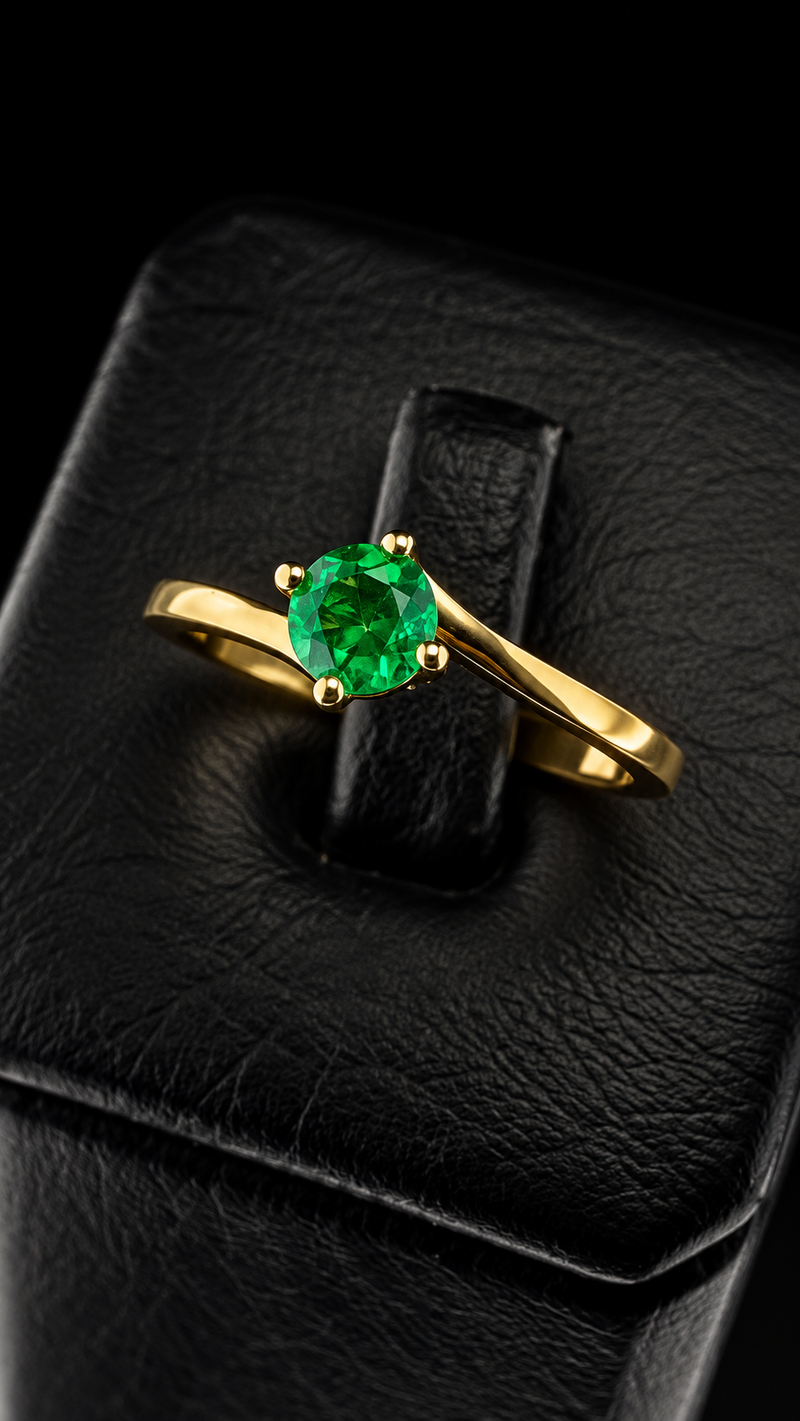 Anillo de oro con esmeralda