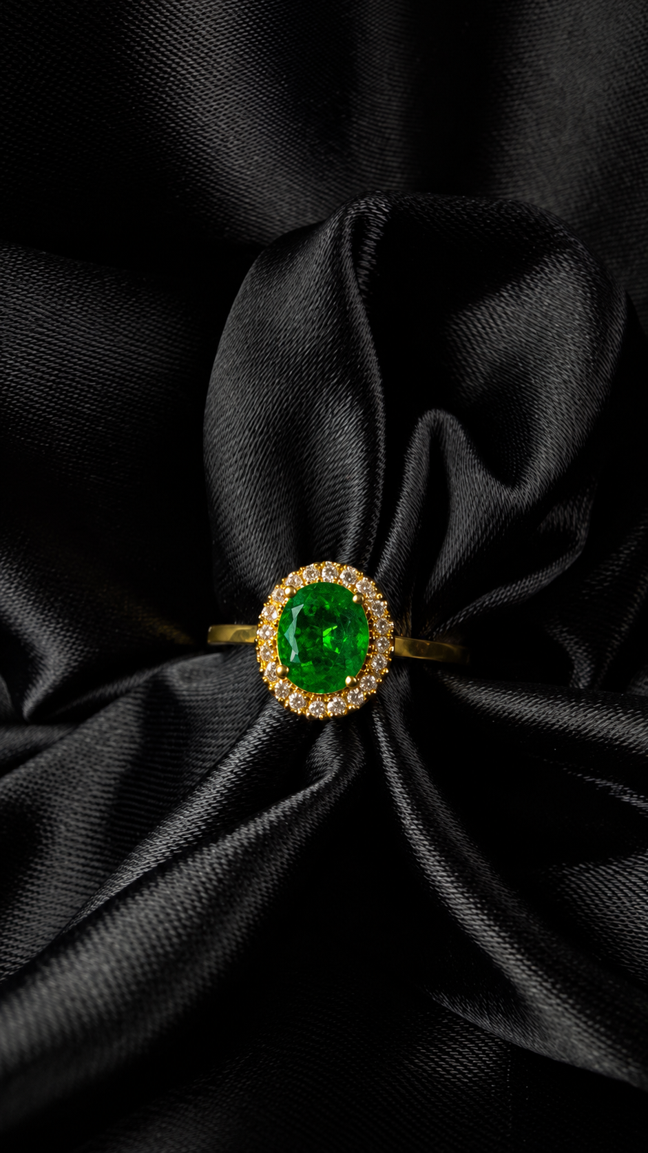 Anillo con esmeralda y diamantes